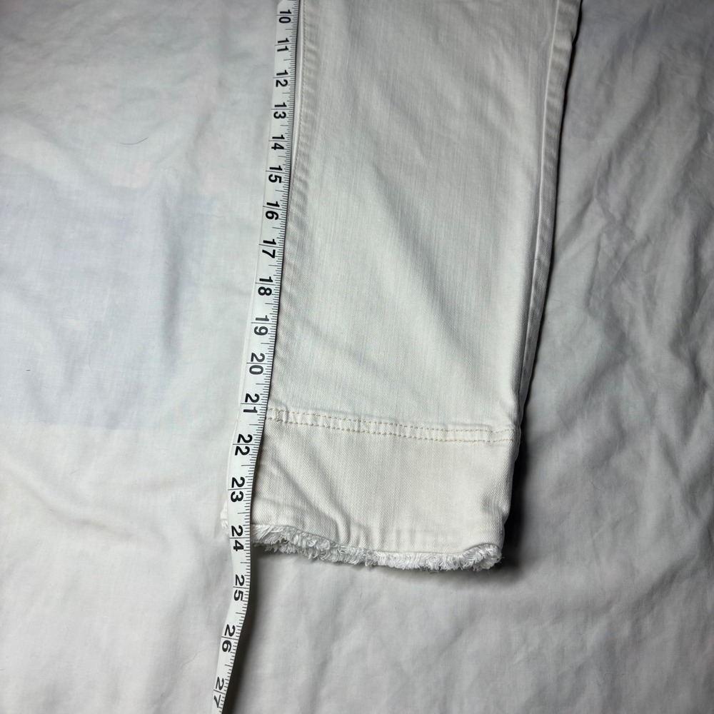 J.Jill Authentic Fit Cropped Jeans Womens 10 Off White Straight Leg Frayed Hem - Picture 5 of 7